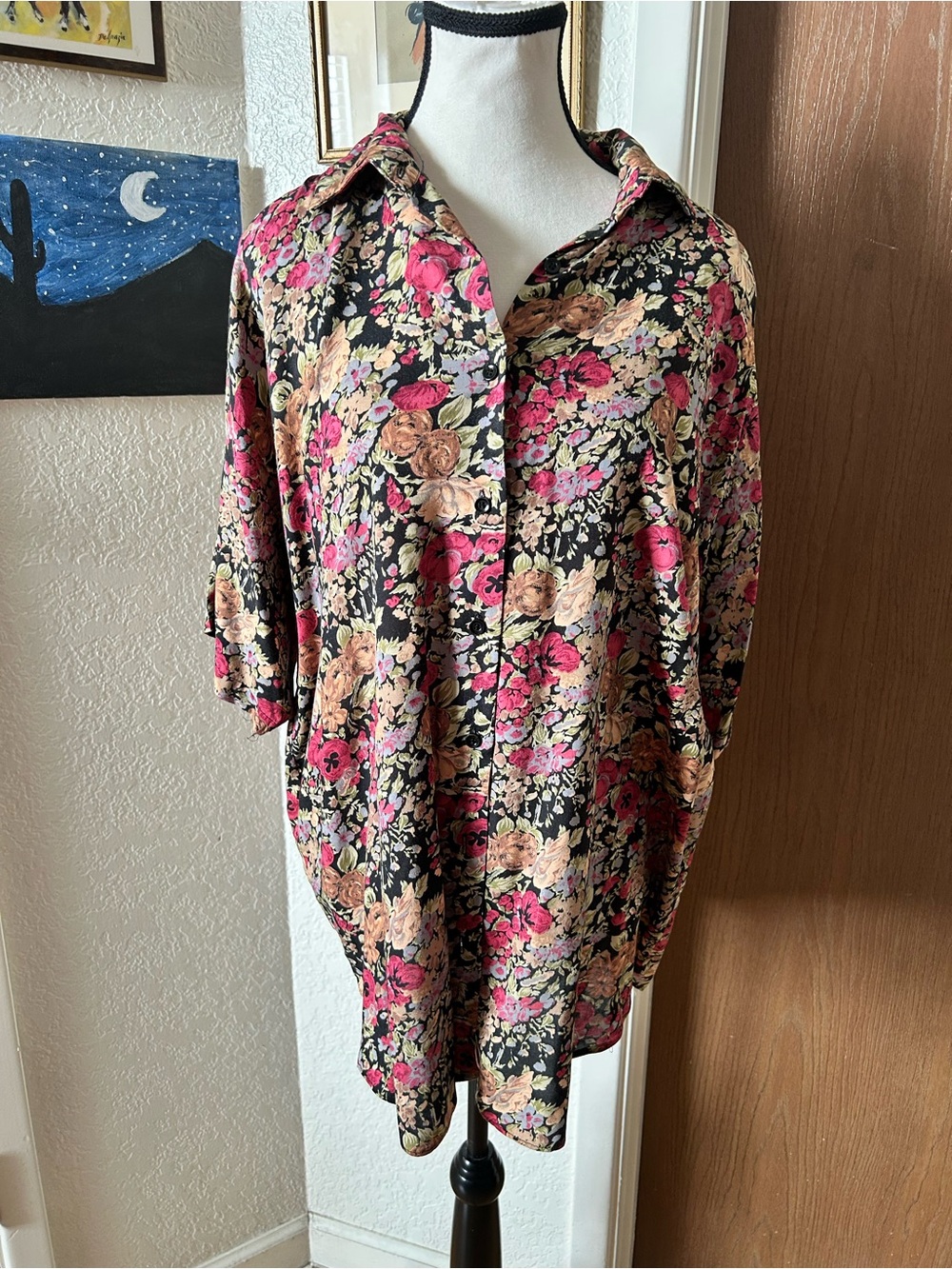 Vintage Floral Button-Up Women's Blouse
